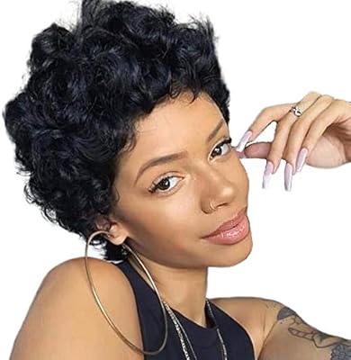 Exvogue Cool Style Synthetic Black Short Curly African Hair Wigs