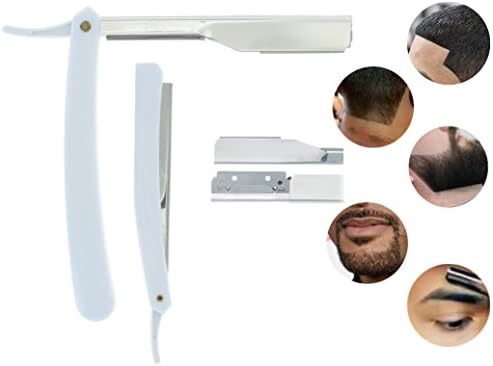 Professional Folding Straight Edge Razor Shaving Barber Salon (White)