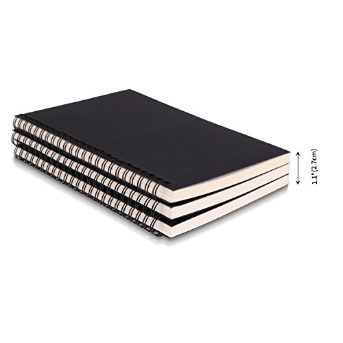 3 Pack Spiral Notebook, Sketch Pad Unlined Planner Travel Diary Blank Writing Journal for Drawing Doodling, 5 x 7inch, 100 Pages Per Book