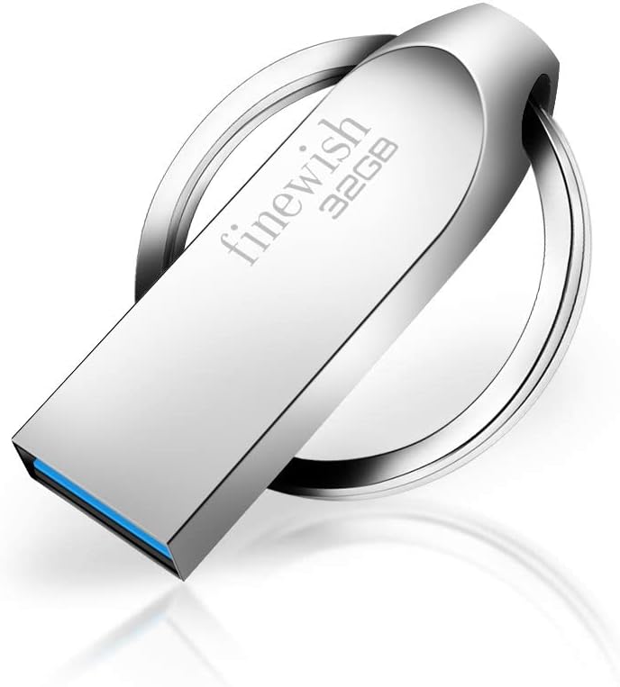 32GB USB 3.0 Flash Drive Metal Key Ring Silver