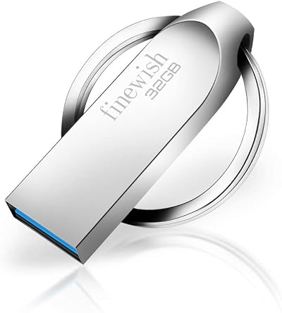 32GB USB 3.0 Flash Drive Metal Key Ring Silver