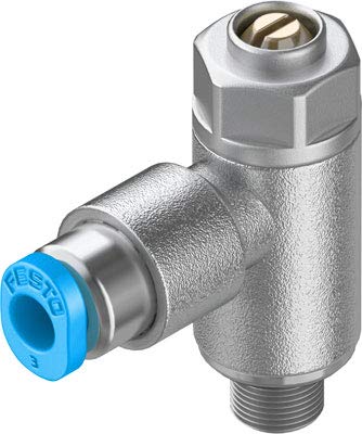 Festo GRLA-1/8-QS-4-D One-Way Flow Control Valve, Threaded, One-Way Flow Control Function for Exhaust Air, 0.2-10 bar Pressure