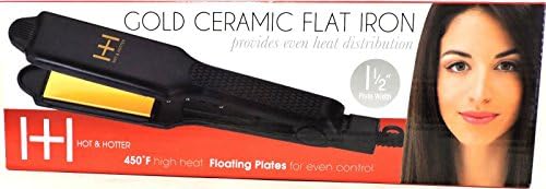 Hot &amp; Hotter Gold Ceramic 1 1/2' Flat Iron Silkier Smoother Vibrant Hair