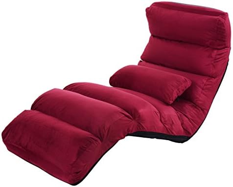 Eight24hours Folding Lazy Sofa Chair Stylish Sofa Couch Bed Lounge Chair Pillow Burgundy + FREE E-Book