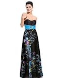 Ever Pretty Floral Printed Strapless Rhinestones Satin Ruffles Prom Dress 09620