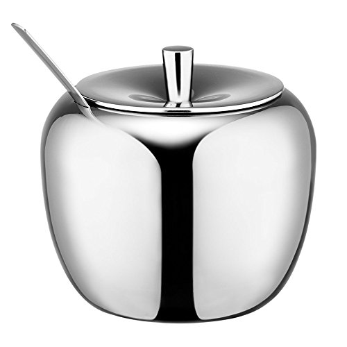 Emousport 18/8 Stainless Steel Apple Sugar Bowl Seasoning Jar Condiment Pot Spice Container Canister Cruet with Lid and Spoon - Thumbnail 5