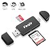Vanja Type C Card Reader, 3-in-1 USB 2.0 Portable Memory Card Reader and Micro USB to USB C OTG Adapter for SDXC, SDHC, SD, MMC, RS-MMC, Micro SDXC, Micro SD, Micro SDHC Card and UHS-I Cards (Black)