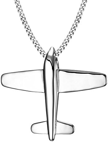 XIMAKA Men's Jewelry 316l Stainless Steel 40MM Airplane Pendant Necklace Silver