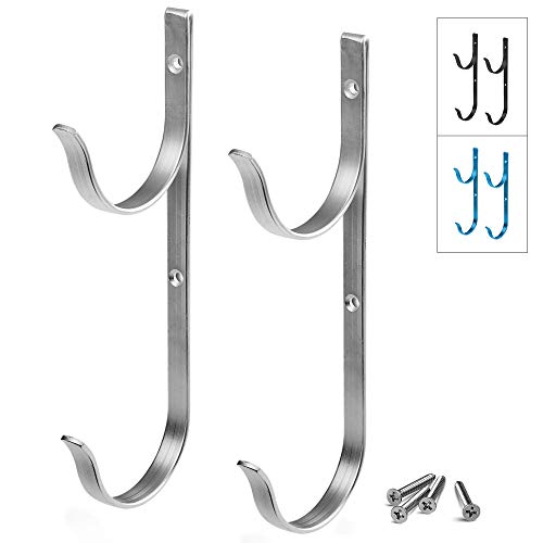 GrayBunny GB-6815 Swimming Pool Aluminum Pole Hanger Set, Nickel Gray, for Telescoping Poles, Leaf Rakes, Skimmers, Nets, Brushes, Vacuum Hoses and More!