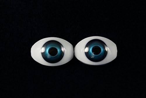 12mm Gold Blue/green 2pcs Glastic Realistic Doll Eyes Oval Made in Japan