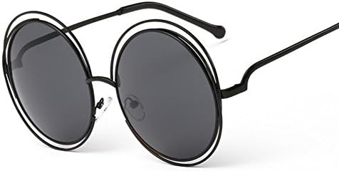 SnikFish Fashion Women Color Film Sunglasses Round Frame Sun Glasses (black)