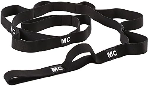 MiraCase Yoga Stretch Strap with Loops for Stretching Exercise (Black)