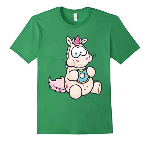 Mens T-Shirt Einhorn Theodor mit Donut  XL Grass