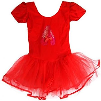 Rush Dance Ballet Class, Gymnastics Recital Short Sleeve Toddler Kids Leotard (XXL (5-6 Y), Red)