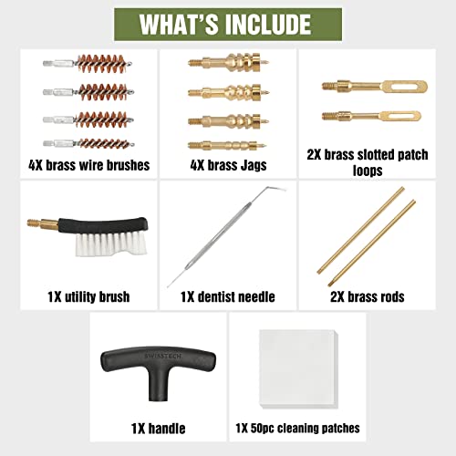 Swiss+Tech Universal Gun Cleaning Kit, 16 Piece Gun Cleaning Kit with Cleaning Rod, Bore Brushes, Gun Cleaning Jags and Cleaning Patches, for Handguns, Rifles and Shotguns, Portable Case Included