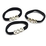 Luxxii - Elastic Rhinestone Hair Ties Band Rope Headband Elastic Ponytail Holder Scrunchies for Women Girls Hair Band (Pack 3, Black)