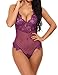 Aranmei Sexy Teddy Lingerie for Women One Piece Lace Bodysuit Underwear Medium Purple