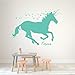 Unicorn Wall Decal | Vinyl Sticker with Stars and Personalized with Custom Name For Girl's Bedroom, Playroom, Baby Nursery | Choose from Gold, Pink, Purple, Red | Small, Large Sizes