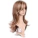 Long Synthetic Wig with Bangs 2 Tone Japanese Kanekalon Fiber 12 Styles Heat Resistant Full Wig Full Head for Women Girls Lady,15.5'' / 15.5 inch,Light brown blonde mix