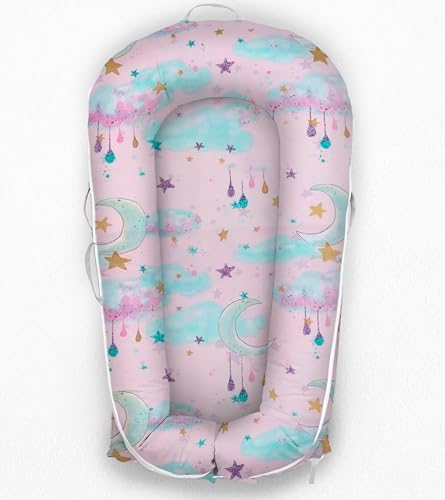 Newborn Lounger Cover for DockATot Deluxe | 100% Cotton Baby Lounger Extra Cover Hypoallergenic Infant Baby Nest Replacement Cover for DockATot Deluxe+ (Cover Only) Pink Cloud (Deluxe+)