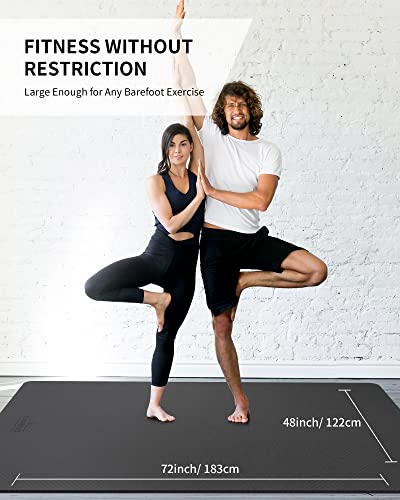CAMBIVO Large Yoga Mat 183 x 122 cm, 6 mm/8 mm/10 mm/12 mm Pilates Fitness TPE Non-Slip Thick Gym Mat for Home Exercise, Gym, Sport