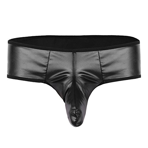 Yizyif men s sexy underwear wet look leather boxers shorts elepha…