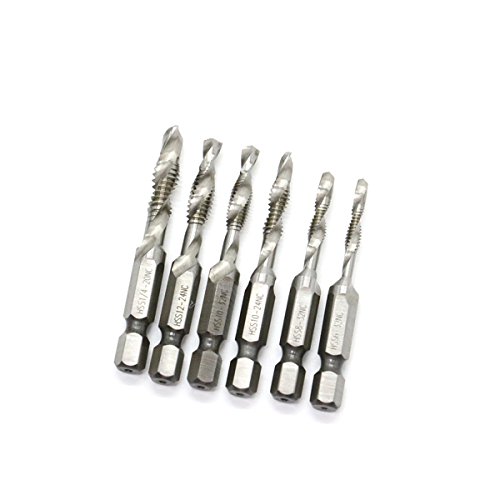 Pomeat SAE Drill Tap Combination Bit Set Deburr Countersink Hex Bit HSS