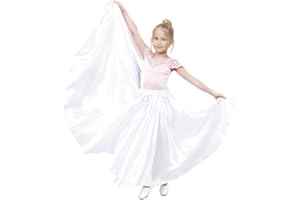 SANCAN Girls Belly Latin Dance Skirt - Elastic Waist Ankle Length Full Flowy Circle Dancewear for Dance Practice Training