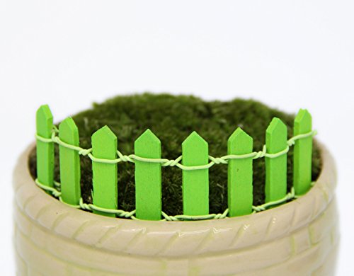 Vivian Mini Wood Picket Fence DIY Garden Miniature Landscape Dollhouse Plant Pot Decor Set 4pcs (Green)
