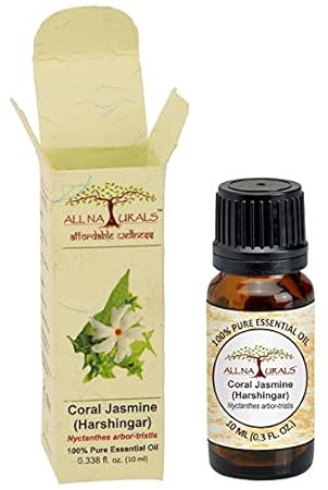 All Naturals Harshingar (Coral Jasmine) Essential Oil 100% Pure for Aromatherapy, Massage, Romance & Diffusers(10ml)