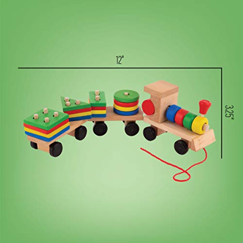 image for Toy To Enjoy Wooden Stacking Toy Train with Shape Sorter & Stacking Bl
