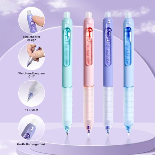 Xiaocanglan Radierbarer Kugelschreiber, 4 Stück Blau Tintenroller Radierbar Radierbare Stifte Kugelschreiber Radierbar, 0.5MM Radierbarer Tintenroller Studenten Geschenk Schule Bürobedarf Schulsachen thumbnail 2