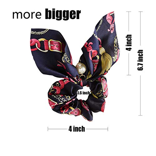 WillingTee 12 Pack Big Bow Hair Scrunchies Chiffon Elastic Hair Bands Bowknot Pearls Hair Ties Ponytail Holder Silk Scrunchies Hair Accessories for Women Girls Ladies
