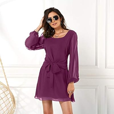 ZODOF vestidos mujer mini Vestidos de Fiesta Elegante Casual Chiffon Hollow Out Sleeve Bandage Knot Cuello en V Cintura alta Color sólido Sexy floryday vestidos de coctel Dress: Amazon.es: Instrumentos musicales