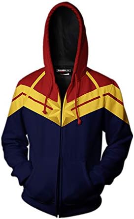 Women's Captain Printed Hoodie Jacket Movie Cosplay Costume Halloween Zipper Hooded Sweatshirt