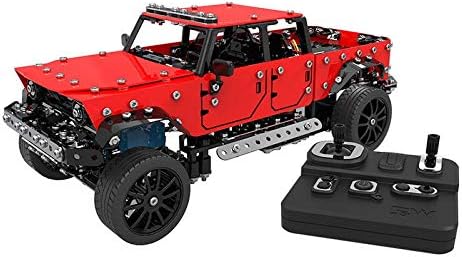 Hootracker SW 1/16 Stainless Steel 2.4G 4CH Remote Control DIY Assembling Pickup Truck RC Car, 4-channel remote control assembly Pickup truck 817pcs, Stainless Steel Remote Control Car Rechargeable