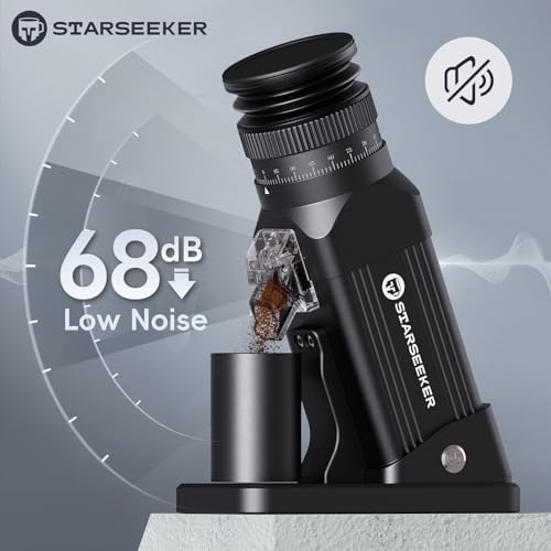 STARSEEKER E64 Electric Coffee Grinder 64MM Espresso Titanium Flat burr Stepless Fineness Adjustment Home Bean Grinder (black)