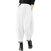 TBA Winter Pants for Women Warm Down Cotton Pant Thicker Padded Quilted Sweatpants Loose Fit Wide Leg Trousers with Pockets