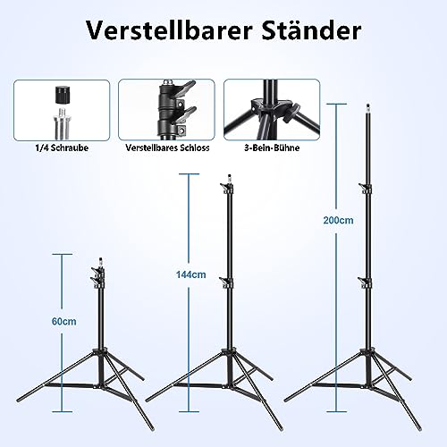 FGen 120W Octogonal Softbox with 3000-6500K LED Bulb, 2M Thicker Light Stand, Suitable for Studio Photography, Youtube and TikTok Video Recording.