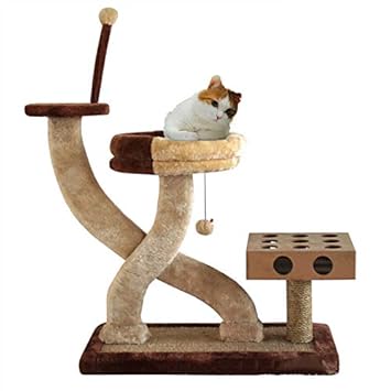 Kratzbaum, Katze Klettergerüst, Katze Möbel, Katze Kratzbrett mit neun Loch Schatzkiste, Puzzle Katzenspielzeug, 61x31x85cm