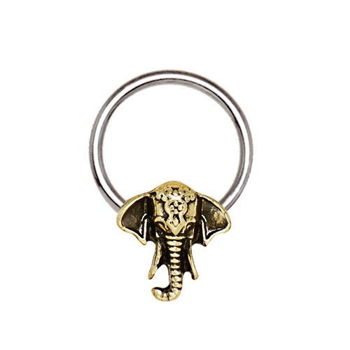eeddoo Piercing-Ring Elefant Silber - KLEMMRING für Septum-, Nasen-, Ohr-, Brust-, Helix-,Tragus-, Bauchnabel-, Intimpiercing