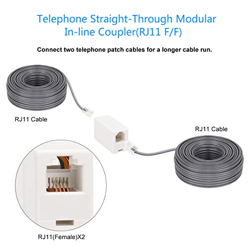 image for 10 Pack RJ11 6P4C Inline Coupler, Uvital Modular Female to Female Stra