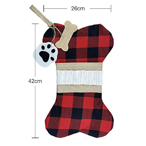 Nikolausstiefel zum Befüllen 3er Set, 46X26 cm Nikolausstumpf Hundeknochen Design, großer Weihnachtsstrumpf als Weihnachtsgeschenktasche, Weihnachtsdeko zum Aufhängen für Wand, Kamin, Weihanchtsbaum