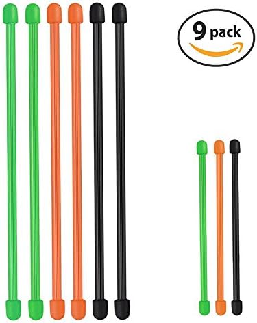 Elifunz Reusable Rubber Gear Twist Ties-Cable Manager and Cord Keeper for Travel-Organize Electronics, Tech Gadgets, TV, Computer and Backpack(9 Pack, 3 inch,6 inch)