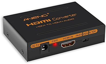 ANENG 4K HDMI Audio Extractor Video Converter Box - HDMI to HDMI + Audio With SPDIF|Optical|Toslink+L/R Stereo Analog Audio Output Support 2.1CH/5.1CH EDID Setting