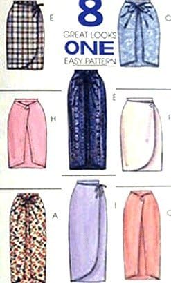 McCall's Sewing Pattern 8220 Misses' Mock Wrap Skirts - 8 Looks, C (Size 10 12 14)