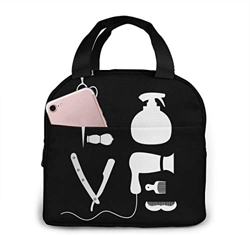 Lunch Bag, Insulated Lunch Tote Box, Barber Salon Hairdresser Love Portable Lunch Bag Insulated Lunch Box Camping Bag for Work School Travel
