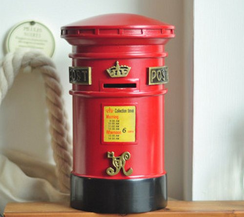Wooden British Postbox shaped coin banks wooden postbox money box piggy bank