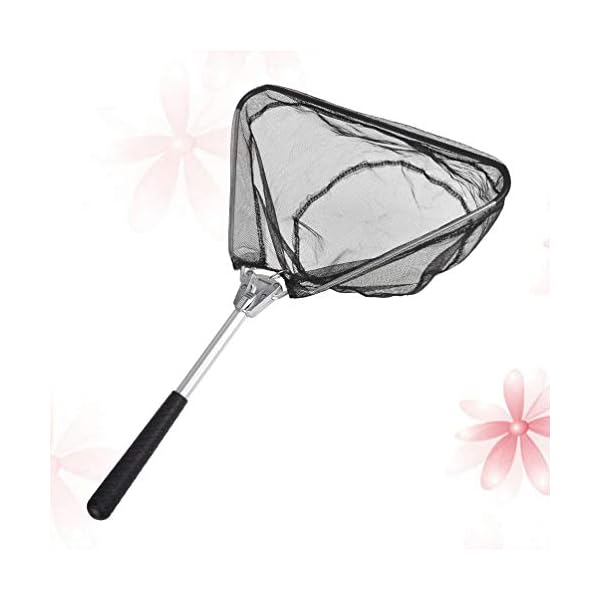 BESPORTBLE Angelkescher Fishing Kescher Klappbar Aluminiumlegierung Bodenkescher Poolkescher Garnelenkescher Dreieck Brail Kescher 50cm – Bild 8