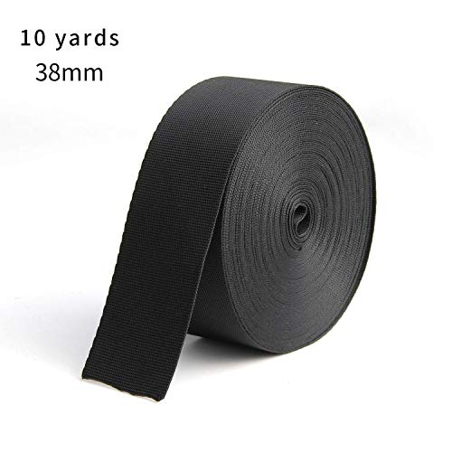 KINMINGZHU 1.5 Inch Wide 10 Yards Black Nylon Heavy Duty Webbing Strap,Polypropylene Heavy Straps for Bags, Hammocks, Outdoor Climbing and DIY Making Luggage Strap, Pet Collar, Backpack Repairing
